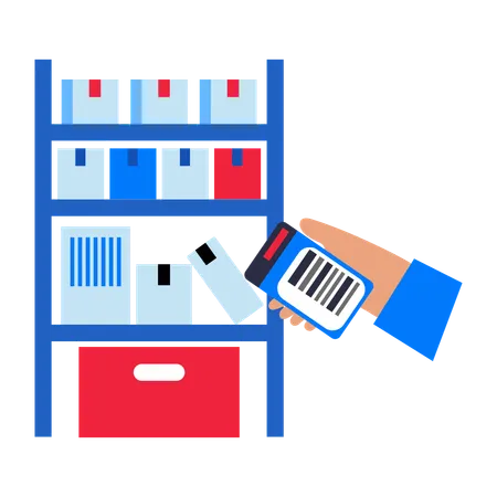 Warehouse worker scan barcode on package  Illustration