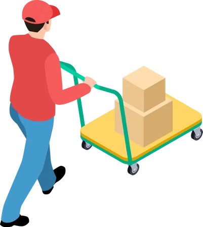 Warehouse Worker Transport Packages Illustration