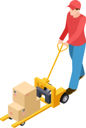 Warehouse Worker Transport Packages  Illustration