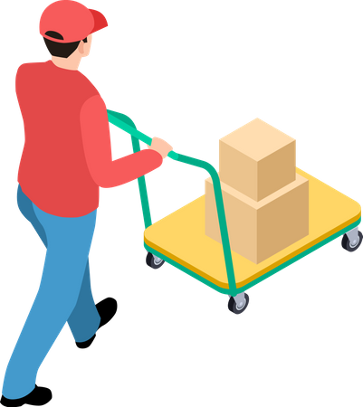 Warehouse Worker Transport Packages  Illustration