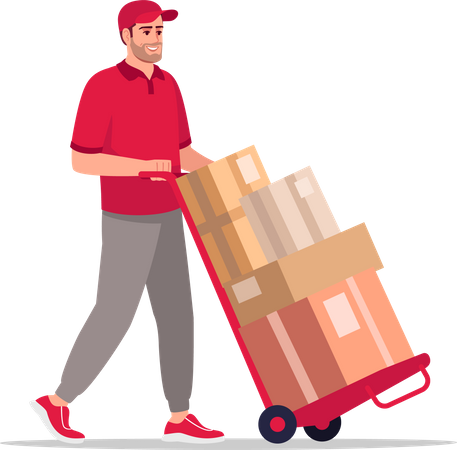 Warehouse worker transporting goods  Illustration