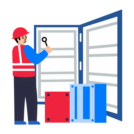 Warehouse worker with parcel  Illustration