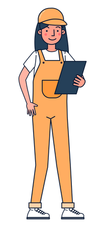 Warehouse worker with shipment record  Illustration