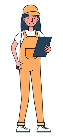 Warehouse worker with shipment record Illustration