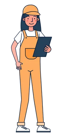 Warehouse worker with shipment record  Illustration