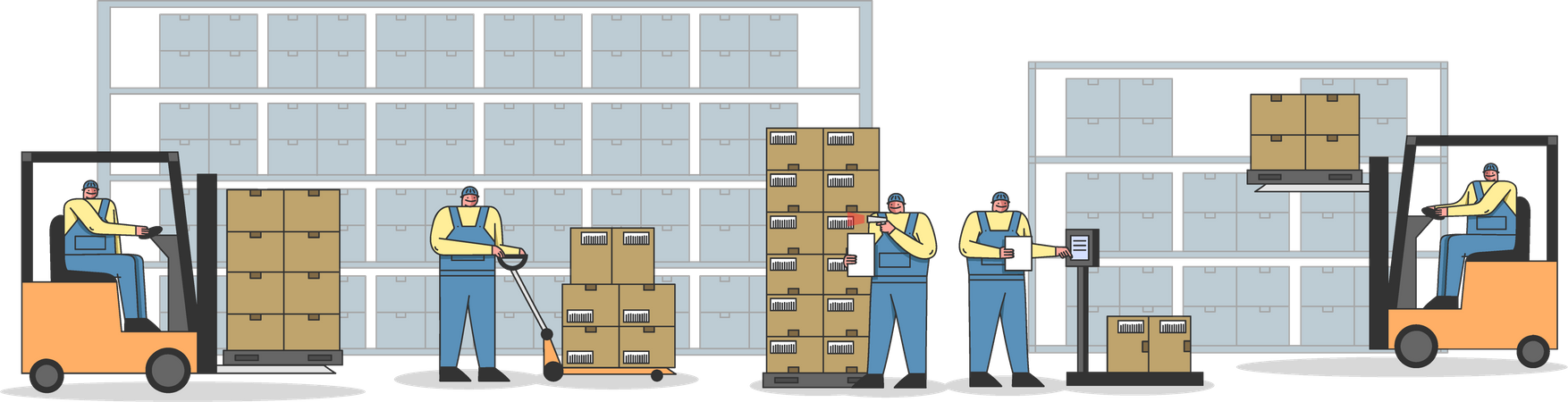 Warehouse worker working together on shipment  Illustration