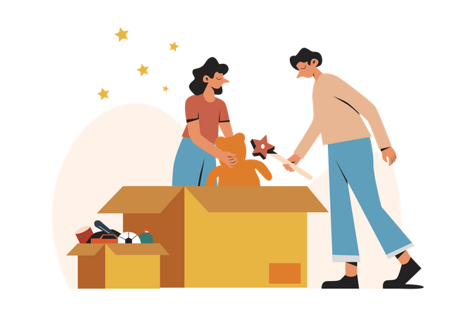 Warehouse worker Wrapping Up Packages Illustration
