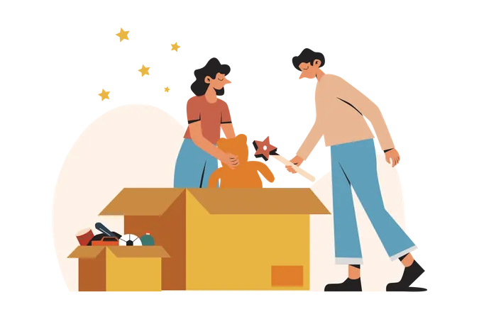 Warehouse worker Wrapping Up Packages  Illustration