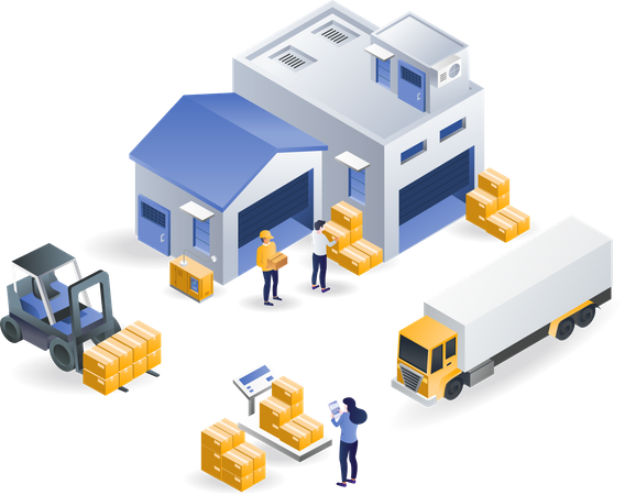 Warehousing and freight forwarding industry Illustration