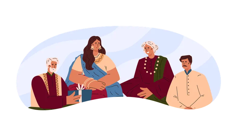 Warm Indian family gathering  Illustration
