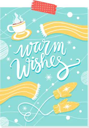 Warm Wishes postcard  Illustration