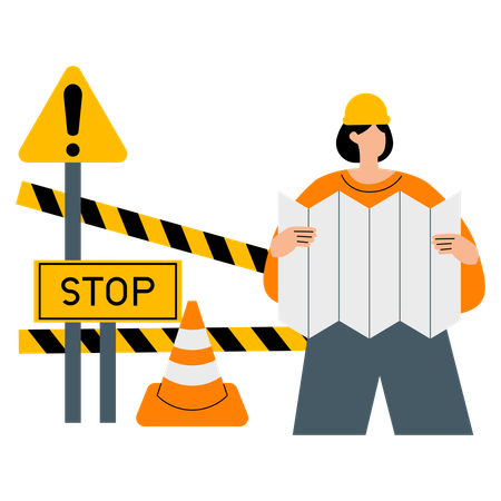 Warning from construction zone  Illustration