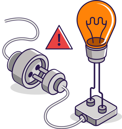 Warning light plugs from electrical energy Illustration