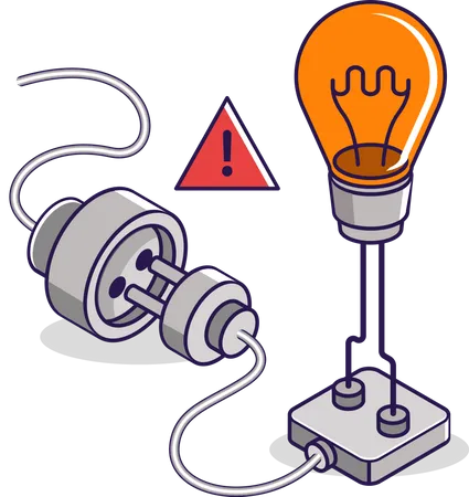 Warning light plugs from electrical energy  Illustration