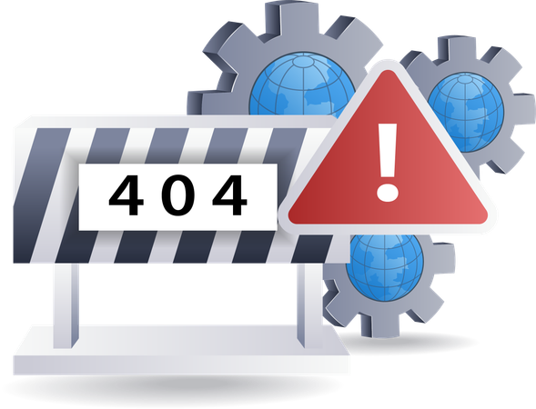 Warning sign error code 404  Illustration