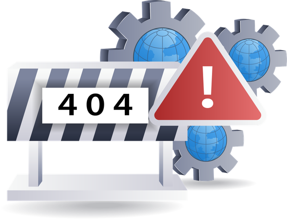 Warning sign error code 404  Illustration