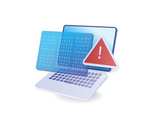 Warning sign of malware attack  Illustration