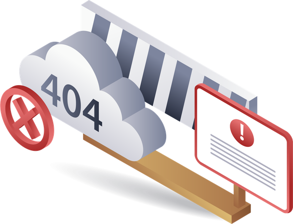 Warning symbol cloud repair error code 404 system technology  Illustration