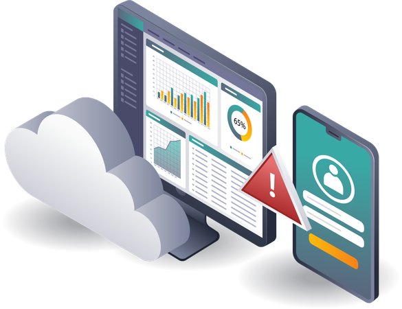 Warnung Analyse des Cloud-Server-Datensystems  Illustration