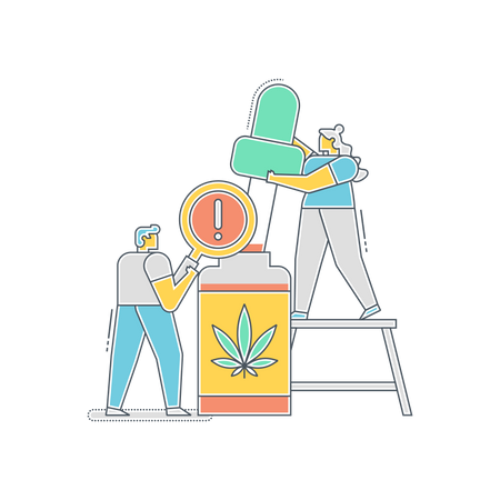 Warnung bei der Verwendung von CBD-Öl  Illustration