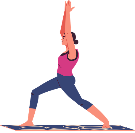 Warrior Pose Yoga carried out by woman  Illustration