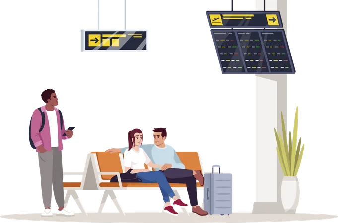 Wartebereich für Menschen am Flughafen  Illustration