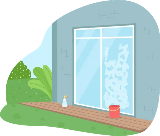 Wash window from outside Illustration