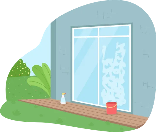 Wash window from outside  Illustration