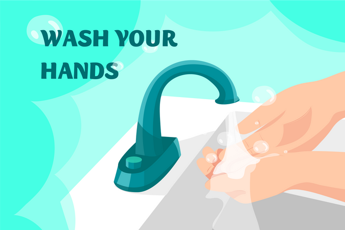 Wash Your Hands poster  Illustration