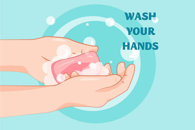 Wash Your Hands with Soap Illustration