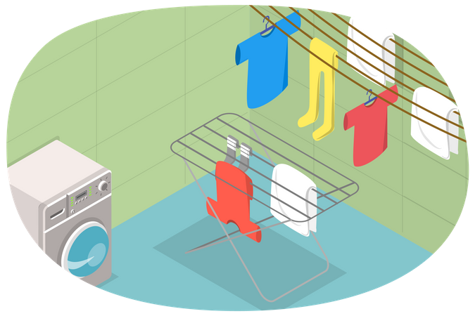 Washing And Drying  Illustration