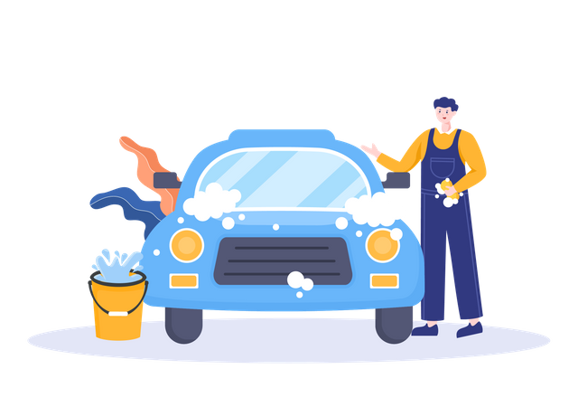 Washing Car  Illustration