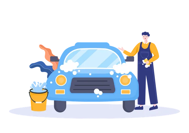 Washing Car  Illustration