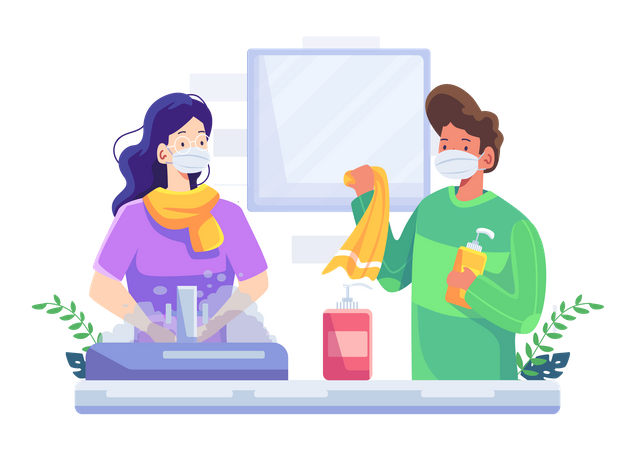 Washing hand in pandemic  Illustration