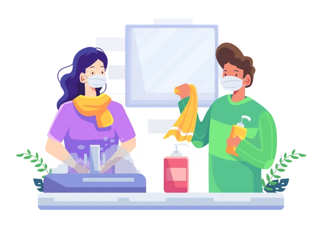 Washing hand in pandemic  Illustration