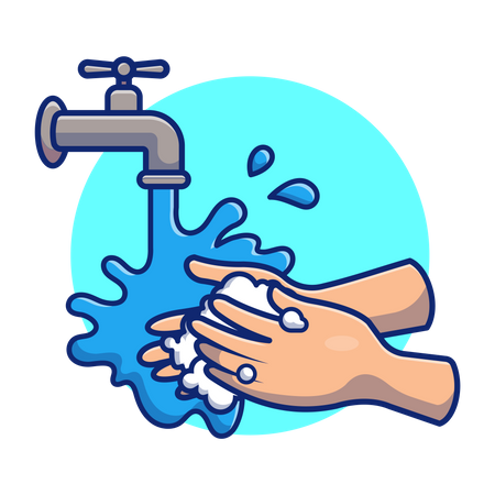 Washing hand with water and soap Illustration