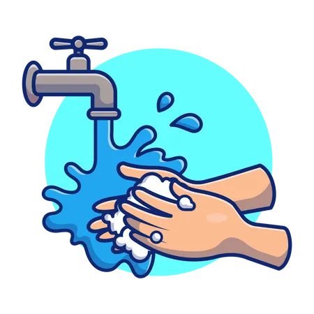 Washing hand with water and soap  Illustration