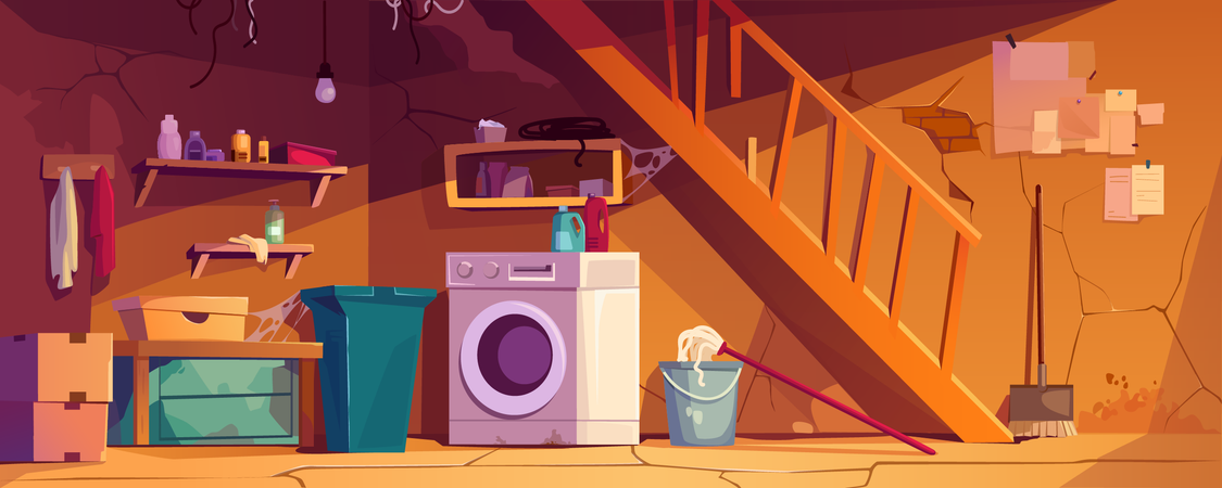 Washing machine at washing area  Illustration