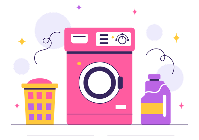 Washing machine in Laundry Room  Illustration