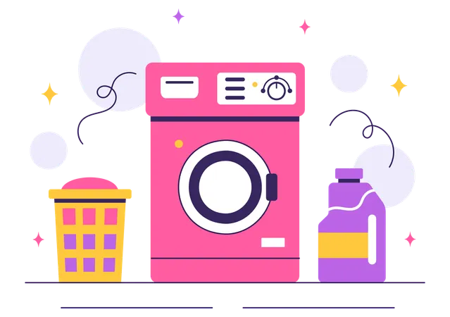 Washing machine in Laundry Room  Illustration