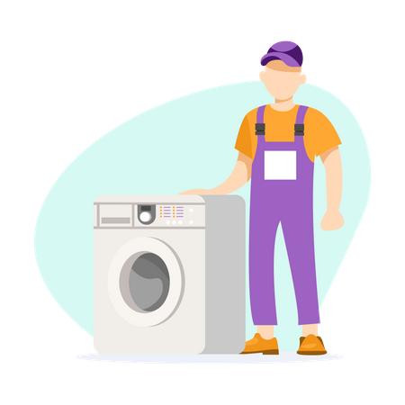 Washing machine repairman Illustration