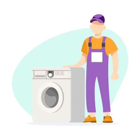 Washing machine repairman  Illustration