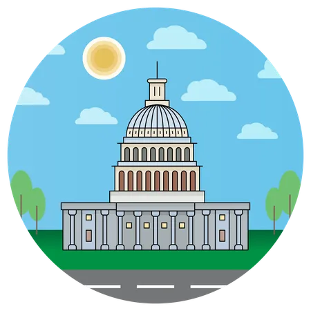 ワシントンDCアメリカ議会議事堂  イラスト