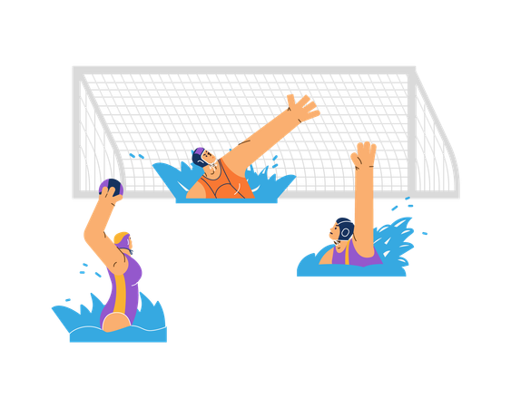 Wasserball-Athleten-Team im Pool  Illustration