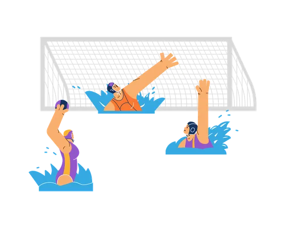 Wasserball-Athleten-Team im Pool  Illustration