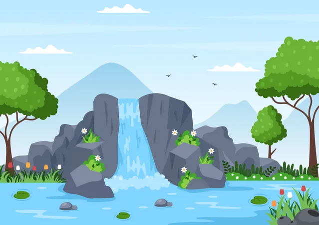 Wasserfall landschaft  Illustration