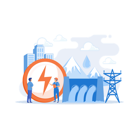 Wasserkraft Strom  Illustration