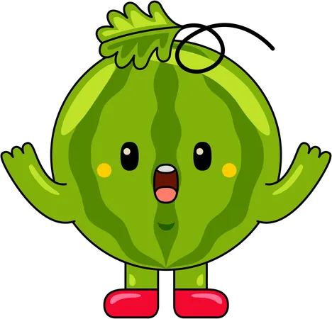 Wassermelonen-Maskottchen mit offenen Armen  Illustration