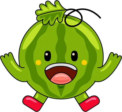 Wassermelonen Maskottchen Springen  Illustration