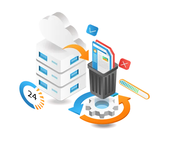 Waste data processing  Illustration